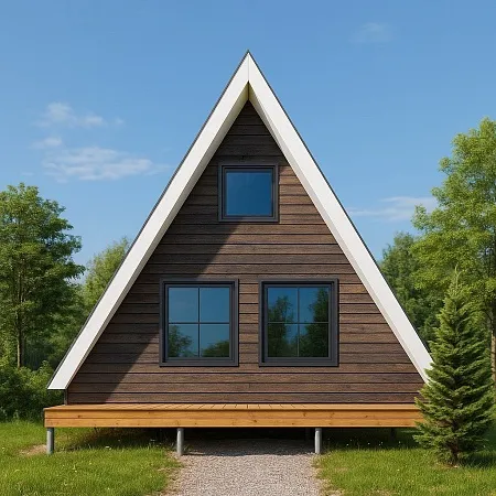 Проект каркасного дома "А-фрейм 6х7"+ терраса