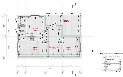 Проект каркасного дома-бани 54 м2 Проект каркасного дома-бани 54 м2