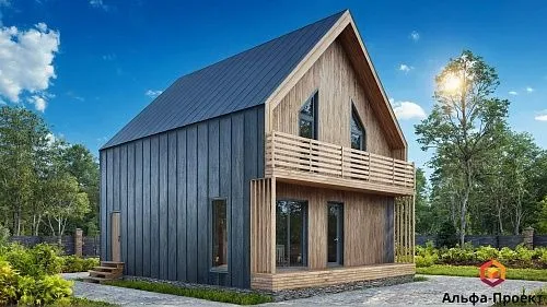 Проект каркасного "Барнхаус", 8х10 м, 160 м2 Проект каркасного "Барнхаус", 8х10 м, 160 м2
