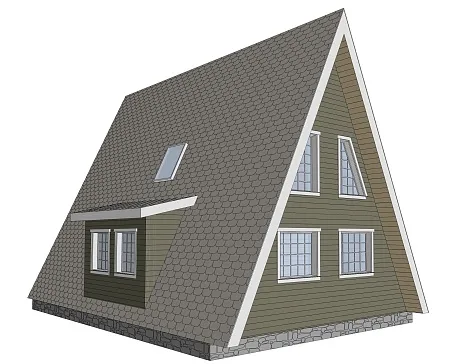 Проект каркасного дома "А-фрейм 10х12" с сауной, 152м2