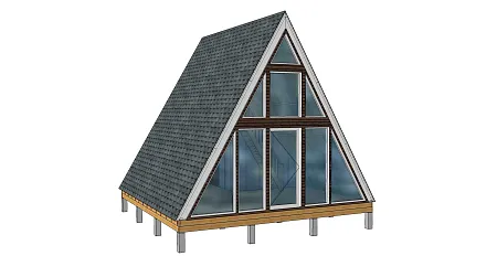 Готовый проект каркасного дома "А-фрейм 6х6", 44м2