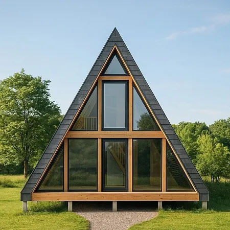 Готовый проект каркасного дома "А-фрейм 7,5х9"