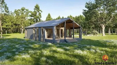 Проект каркасного "Барнхаус", 8х13.7 м, 103м2