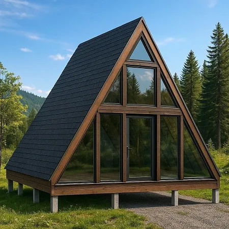 Готовый проект каркасного дома "А-фрейм 6х6", 44м2