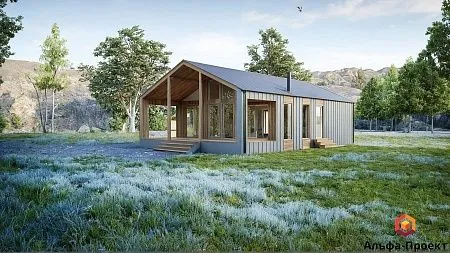 Проект каркасного "Барнхаус", 8х13.7 м, 103м2