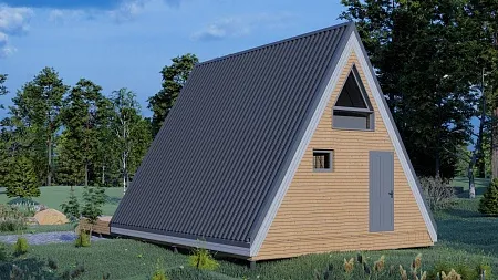 Готовый проект каркасного дома "А-фрейм 6х7.5", 66 м2