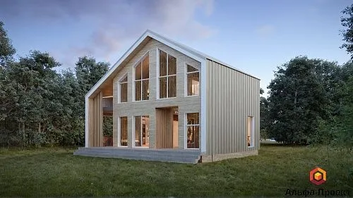 Проект каркасного "Барнхаус", 157м2, 8х10 м Проект каркасного "Барнхаус", 157м2, 8х10 м