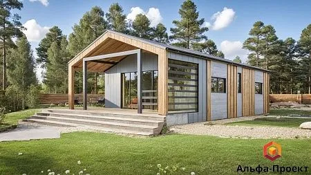 Проект каркасного "Барнхаус", 6.6х9.5 м, 99м2