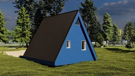 Готовый проект каркасного дома "А-фрейм 6х8", 54м2