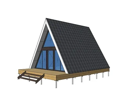 Проект каркасного дома "А-фрейм 6х7"+ терраса