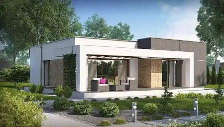 Проект дома "Хайтек" 99м2 из газобетона