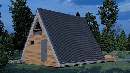 Готовый проект каркасного дома "А-фрейм 6х7.5", 66 м2