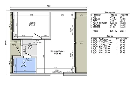 Проект каркасного Барнхаус 42,6 м2