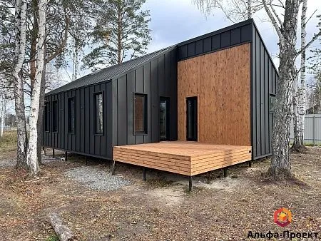 Проект каркасного дома "Барнхаус 114" с сауной