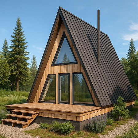 Проект каркасного дома "А-фрейм 6х10", 69м2