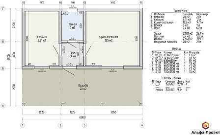 Проект каркасного дома 6х8 метра, 32м2