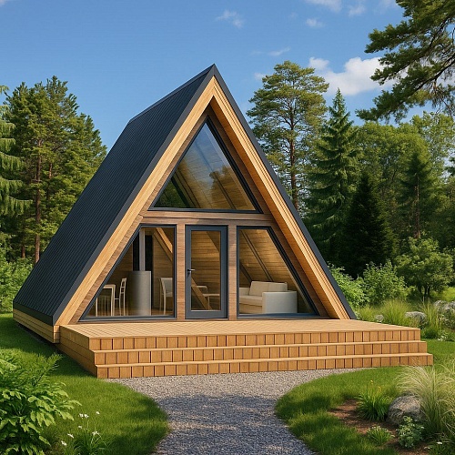 Готовый проект каркасного дома "А-фрейм 6х7.5", 66 м2 Готовый проект каркасного дома "А-фрейм 6х7.5", 66 м2