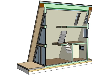 Проект каркасного дома Афрейм 7,5х8 + терраса, 86м2