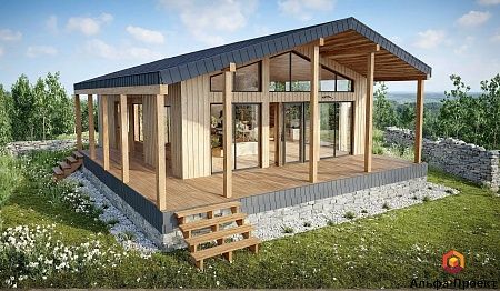 Проект каркасного дома с сауной "Барнхаус" 129 м2