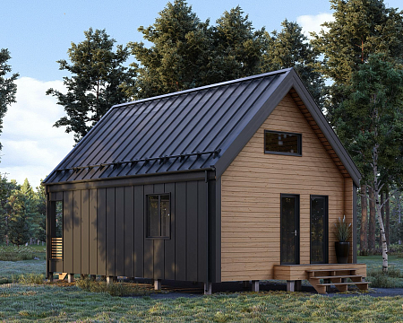 Проект каркасного "Барнхаус", 6х10 м, 83 м2 с лофтом и вторым светом