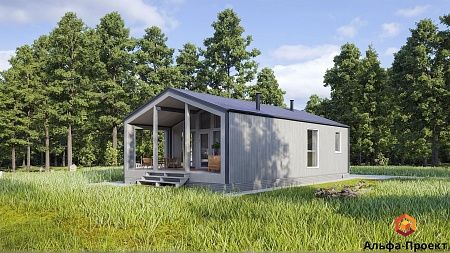 Проект каркасного "Барнхаус", 6,5х12,4 м, 87 м2