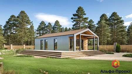 Проект каркасного "Барнхаус", 6.6х9.5 м, 99м2