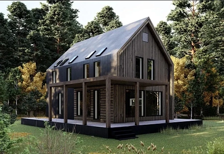 Проект каркасного "Барнхаус", 7.2х12 м, 237 м2