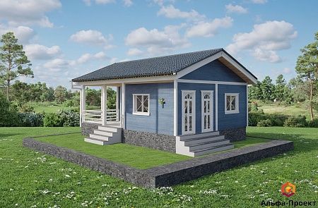 Проект каркасного дома-бани 54 м2