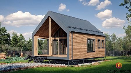Проект каркасного дома-бани Барнхаус 68 м2