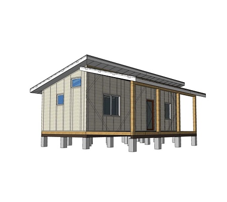 Проект каркасного дома 37м2 с лофтом