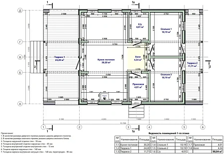 Проект каркасного "Барнхаус", 8х13.7 м, 103м2