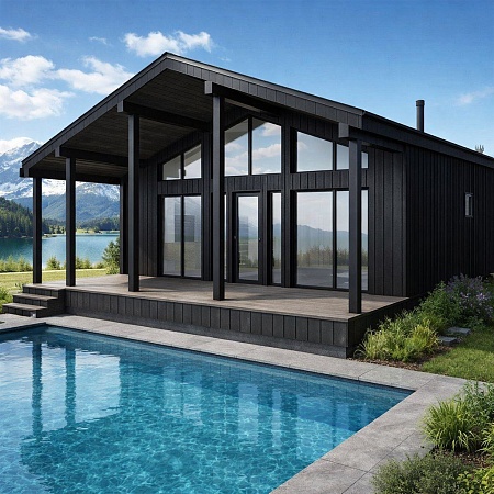 Проект каркасного дома с сауной "Барнхаус" 129 м2