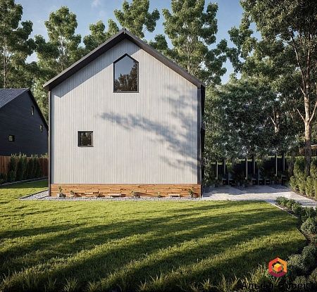 Проект каркасного дома "Барнхаус 68" с сауной