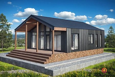 Готовый проект каркасного барнхаус 91 м2