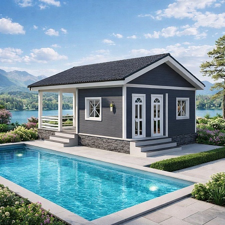 Проект каркасного дома-бани 54 м2