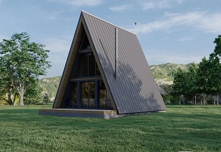 Проект каркасного дома Афрейм 7,5х8 + терраса, 86м2