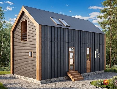 Готовый проект каркасного барнхаус 83 м2