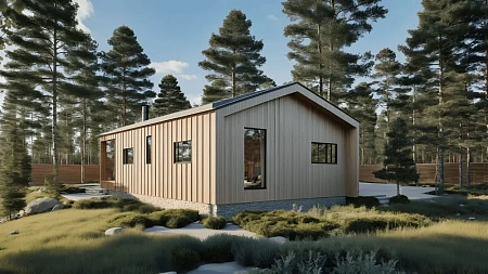 Проект каркасного "Барнхаус", 6.6х9.5 м, 99м2