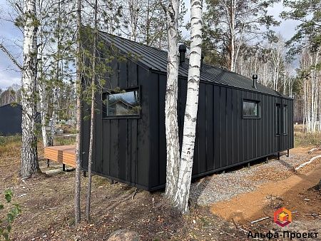 Проект каркасного дома "Барнхаус 114" с сауной