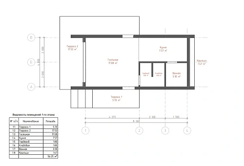 Проект каркасного "Барнхаус", 72м2, 4х8 м Проект каркасного "Барнхаус", 72м2, 4х8 м