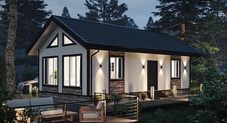 Готовый проект каркасного дома "Вишера" 66 м2