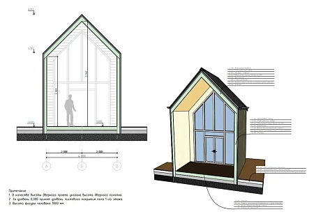 Проект каркасного "Барнхаус", 72м2, 4х8 м
