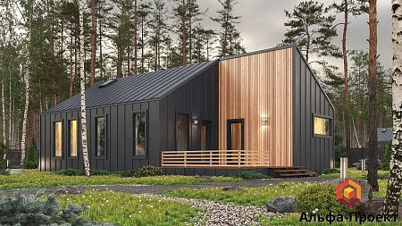 Проект каркасного дома "Барнхаус 114" с сауной