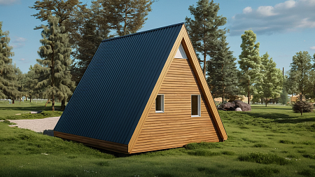 Готовый проект каркасного дома "А-фрейм 6х8", 54м2