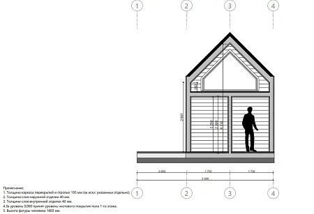 Проект каркасного "Барнхаус", 3.5х8 м