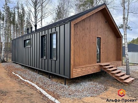 Проект каркасного дома "Барнхаус 114" с сауной