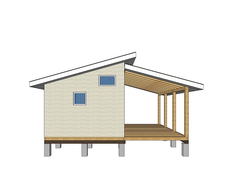 Проект каркасного дома 37м2 с лофтом