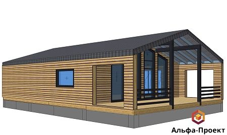 Проект каркасного дома "Барнхаус 103" на ленточном фундаменте