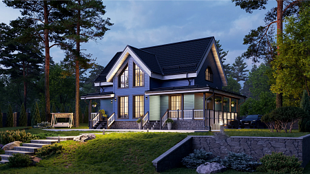 Проект каркасного дома "Каскад" 190 м2