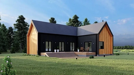 Проект каркасного "Барнхаус", 13х15 м, 209 м2